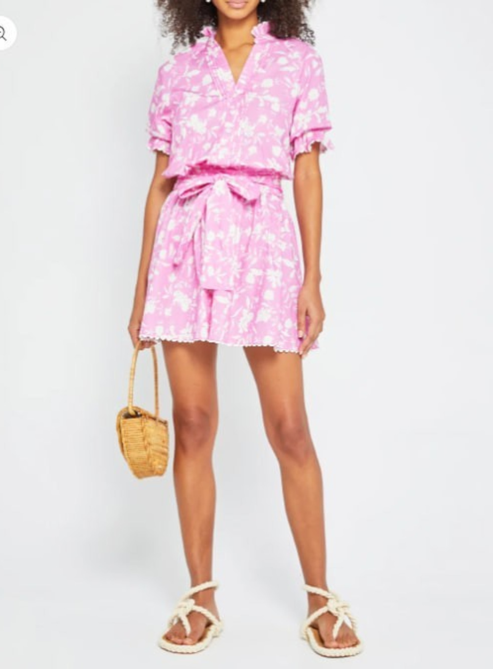 Kourt Drea Pink Floral Mini Dress Ric-Rac Party multi Y2K XL Preppy A010440